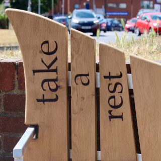 oak and galvanised steel bench